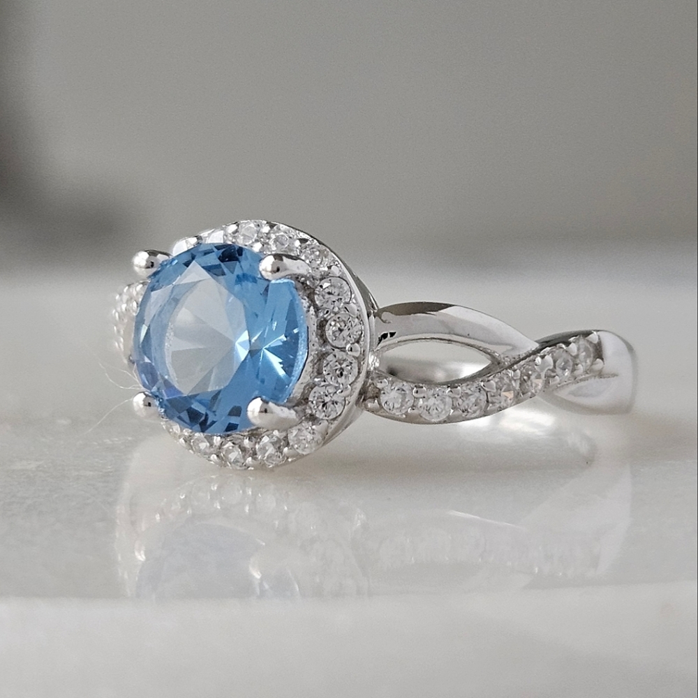 Blue Topaz gemstone ring, 925 Sterling Silver
